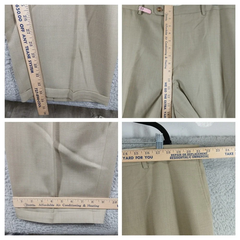 Bachrach‎ Pleated Wool Blend Dress Pants Cuffed Hem Tan Beig 42R